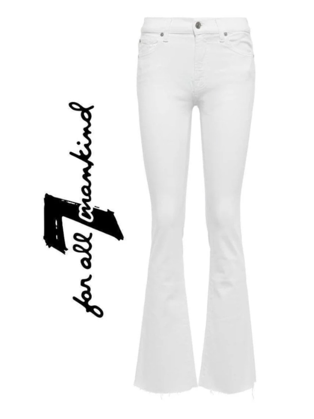 7 for All Mankind Charlize Flared Bootcut White Jeans